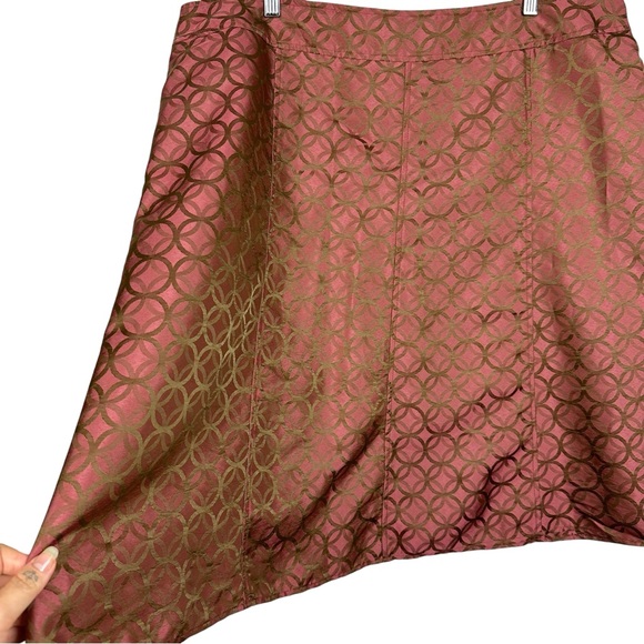 I.E. Woman Vintage Earthy Muted Satin Metallic Geometric A Line Circle Skirt 20W - Picture 3 of 8